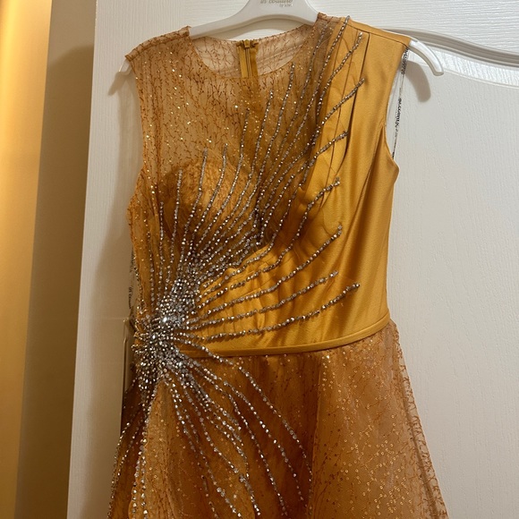 Gorgeous, gold, and orange evening gown made in Turkey - Picture 6 of 8